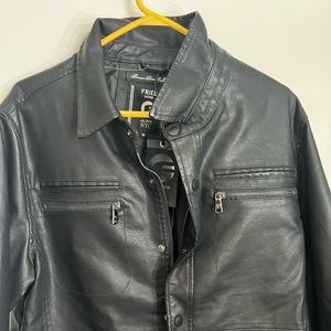 FRIED DENIM NYC BLACK MENS LEATHER JACKET SIZE M WITH FROMT ZIPPERS AND NWT